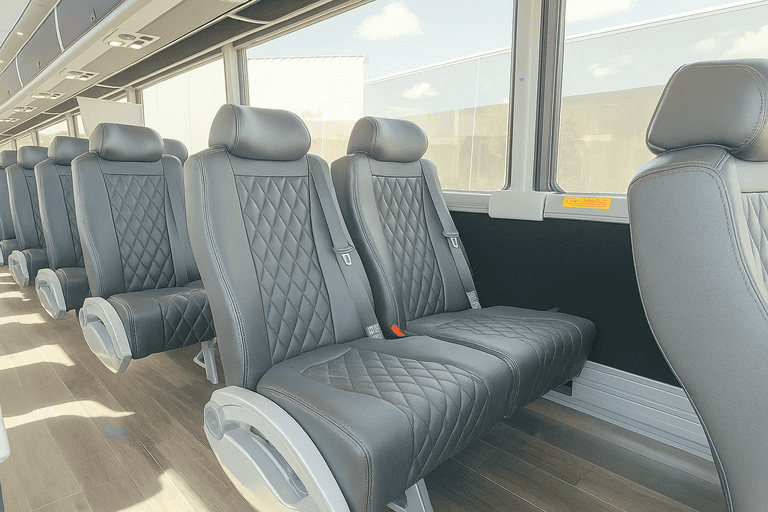 interior of Westland Minibus Company charter bus