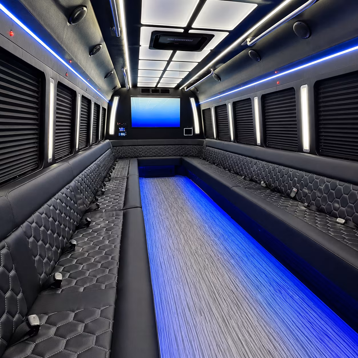 westland 50 passenger party bus inside